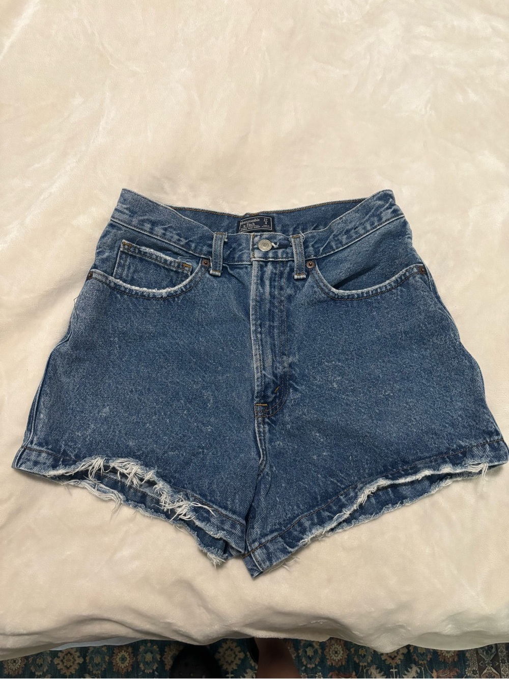 Abercrombie & Fitch Distressed Dark Blue Denim Shorts
